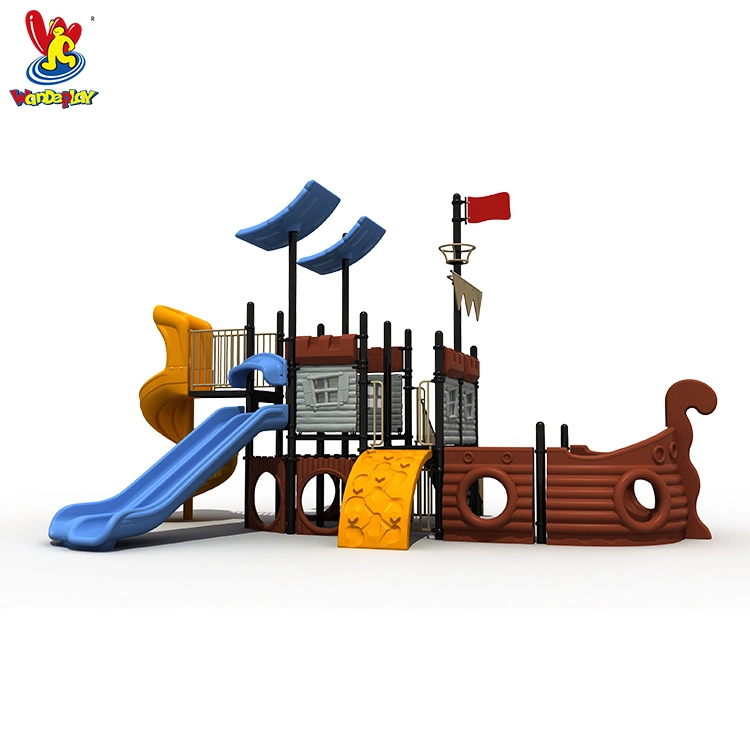 Large Amusement Park Water Park Games Children Plastic Slide Pirate Ship Play Ground Outdoor Playsets Corsairs Boat Playground Equipment for Kids