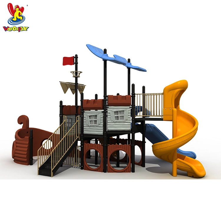 Large Amusement Park Water Park Games Children Plastic Slide Pirate Ship Play Ground Outdoor Playsets Corsairs Boat Playground Equipment for Kids