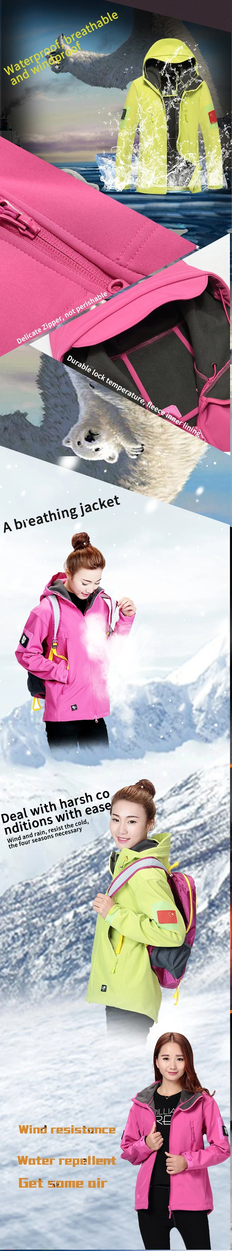 Women′ S Soft Shell Jacket, Wool Lined Thermal Jacket, Lightweight Hooded Windproof Coat, and a Sweater.